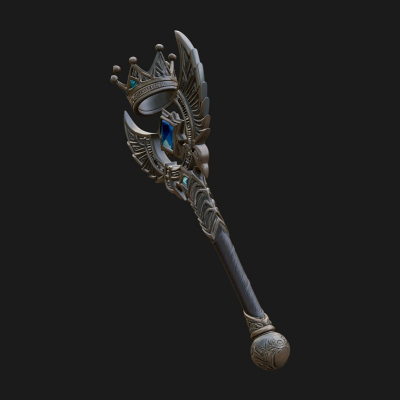 Crowned Royal Scepter Model Design 3 3D Print Model