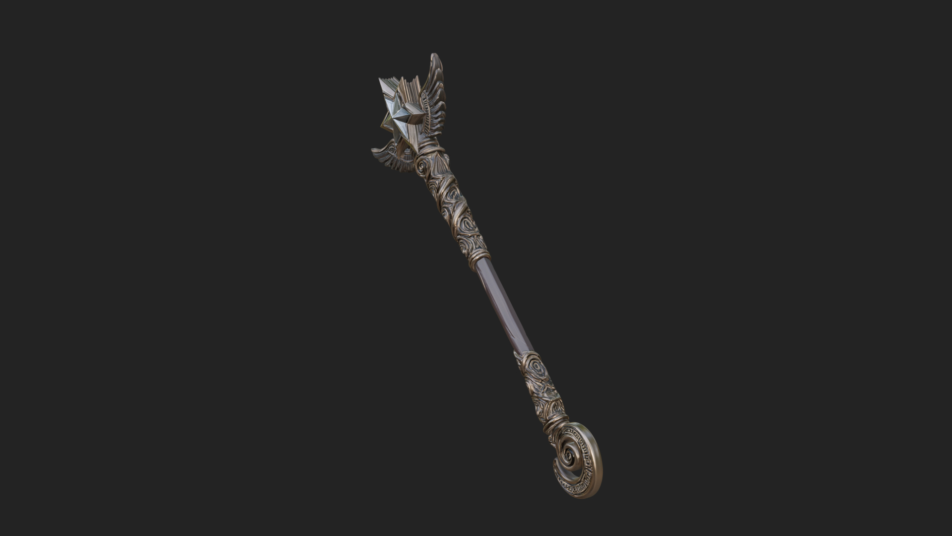 Crowned Royal Scepter Model Design 6 3D Print Model 3D Model