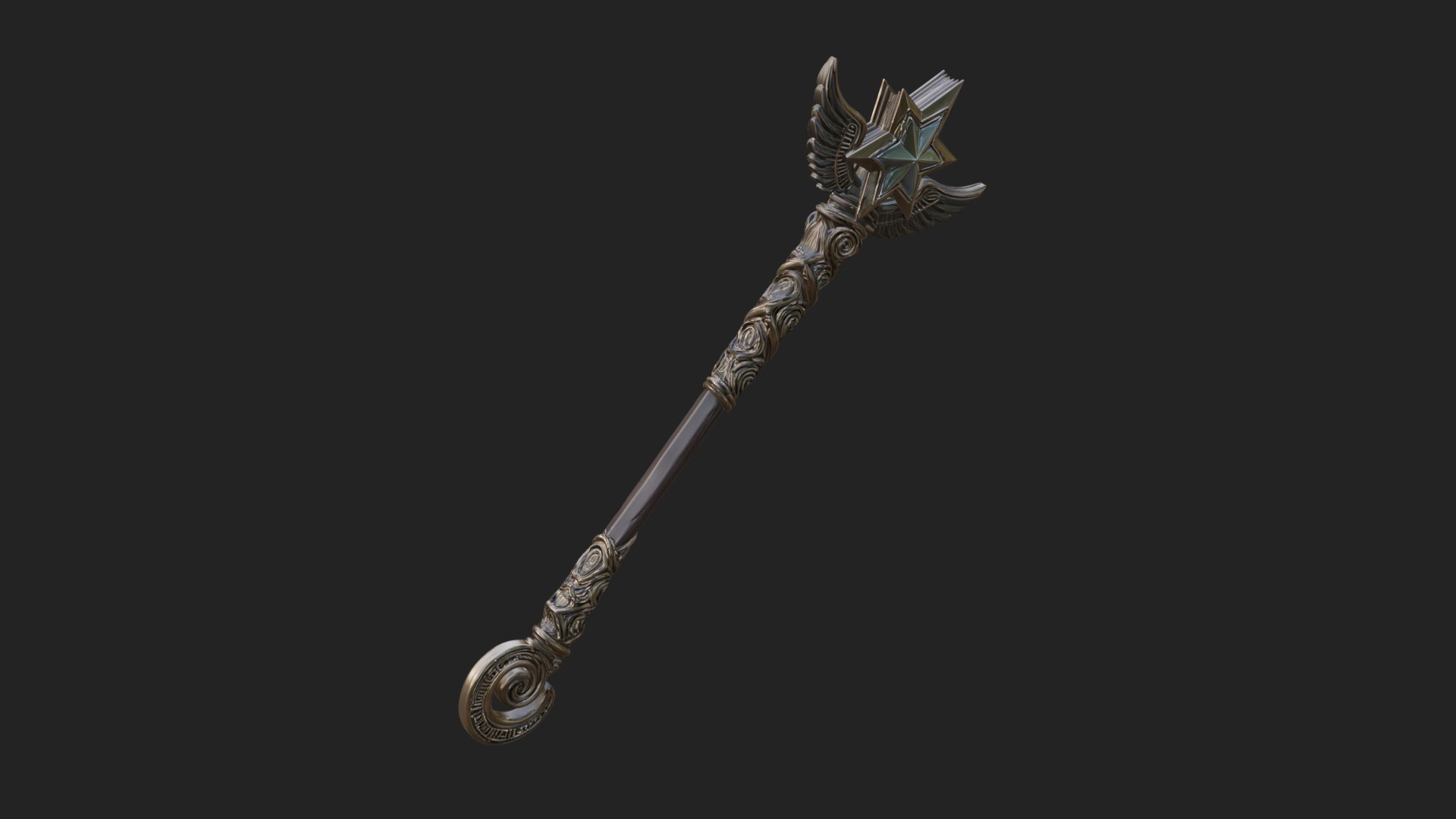 Crowned Royal Scepter Model Design 6 3D Print Model 3D Model