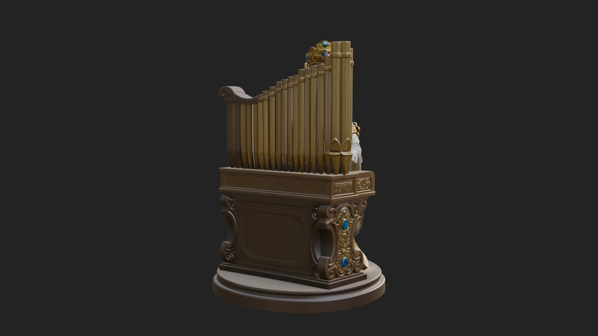 Crowned Saint at the Organ Statue Design 1 3D Print Model 3D Model