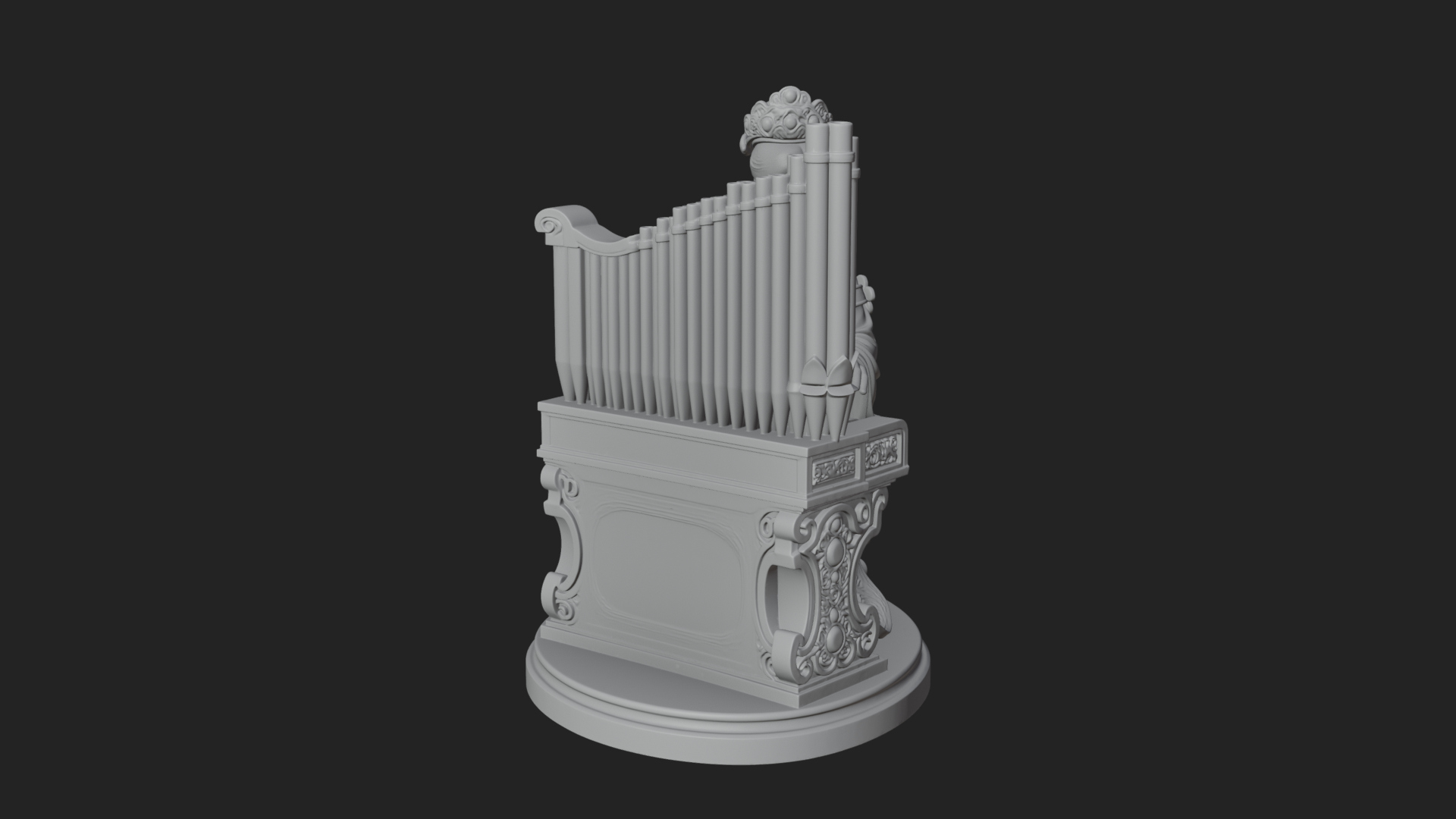 Crowned Saint at the Organ Statue Design 1 3D Print Model 3D Model
