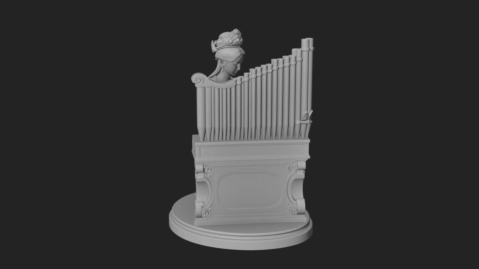 Crowned Saint at the Organ Statue Design 1 3D Print Model 3D Model