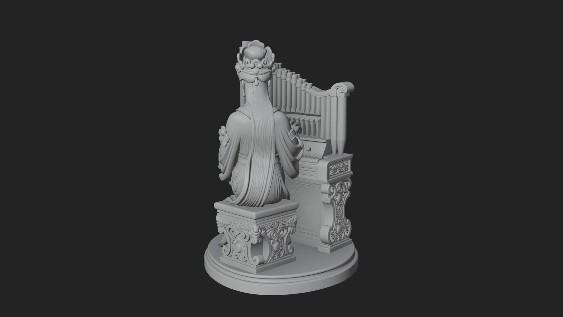 Crowned Saint at the Organ Statue Design 1 3D Print Model 3D Model