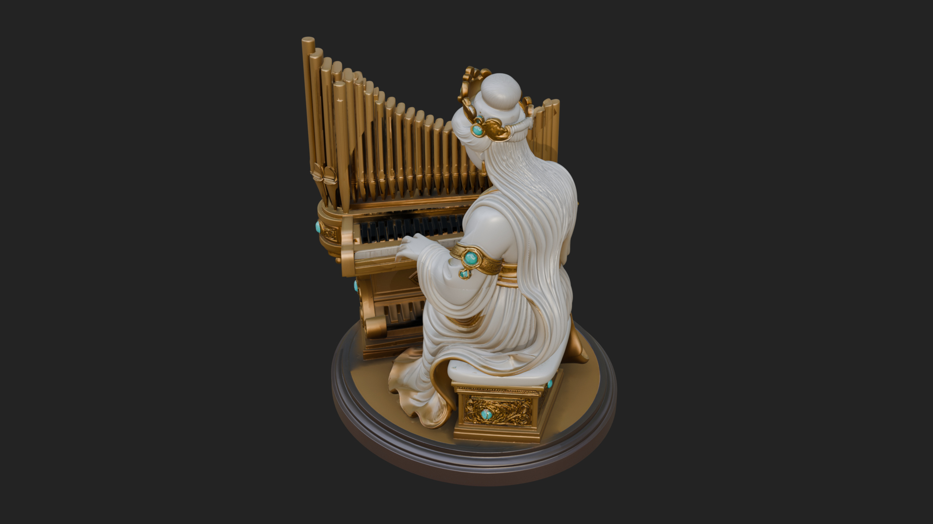 Crowned Saint at the Organ Statue Design 2 3D Print Model 3D Model