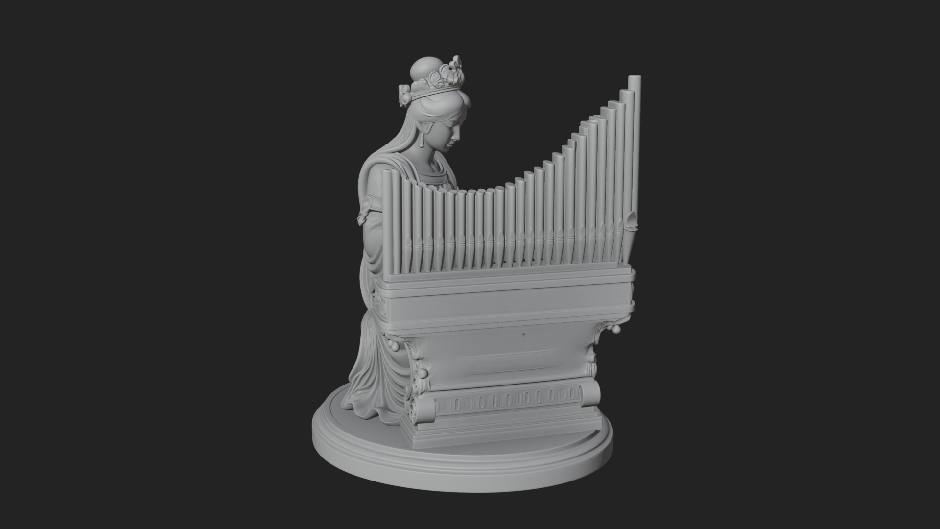 Crowned Saint at the Organ Statue Design 2 3D Print Model 3D Model