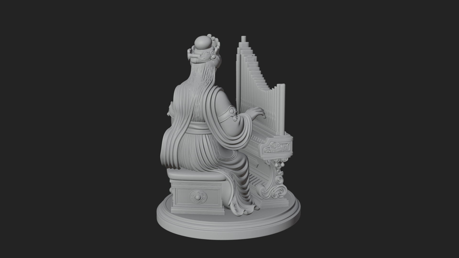 Crowned Saint at the Organ Statue Design 2 3D Print Model 3D Model
