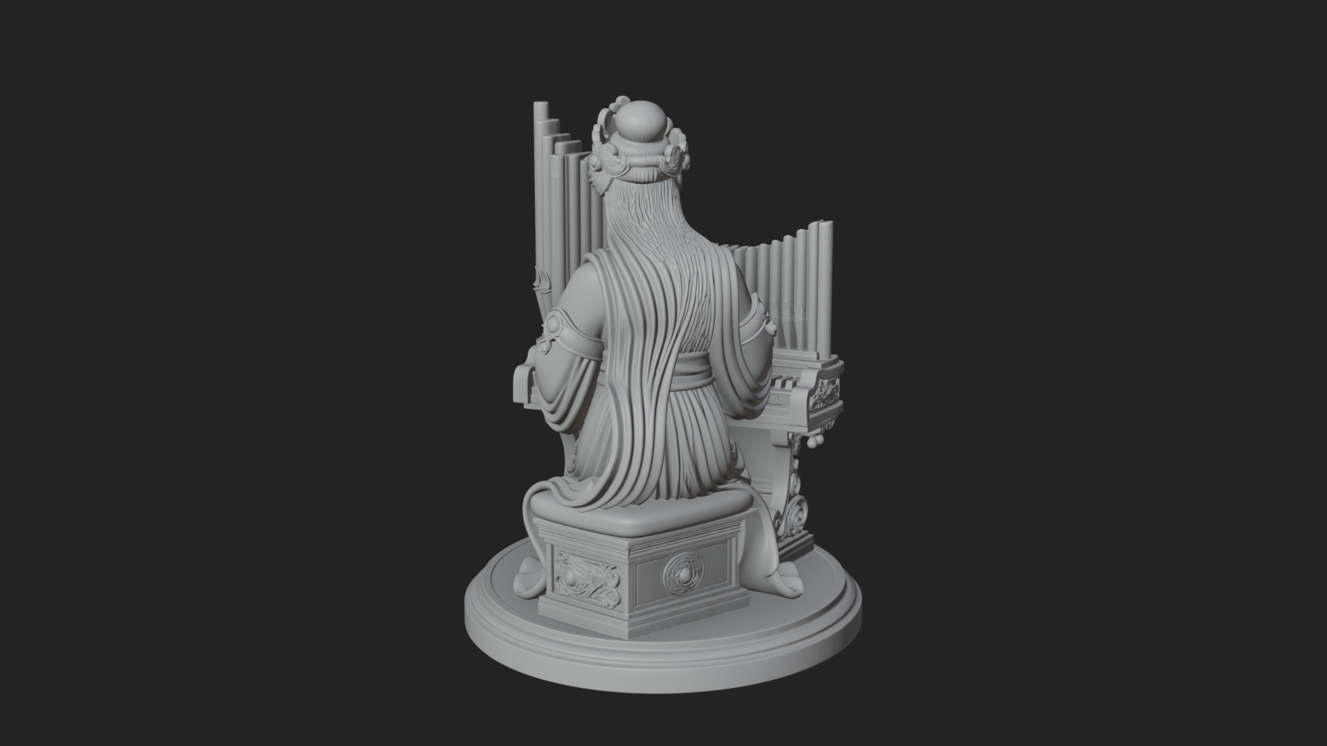 Crowned Saint at the Organ Statue Design 2 3D Print Model 3D Model