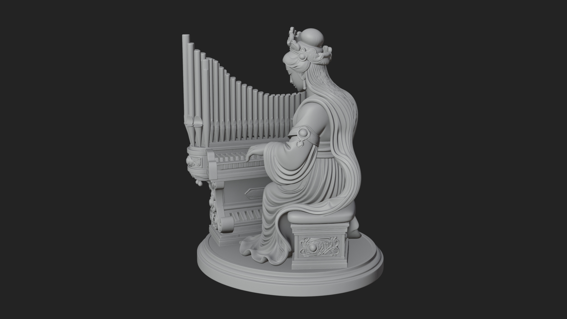 Crowned Saint at the Organ Statue Design 2 3D Print Model 3D Model