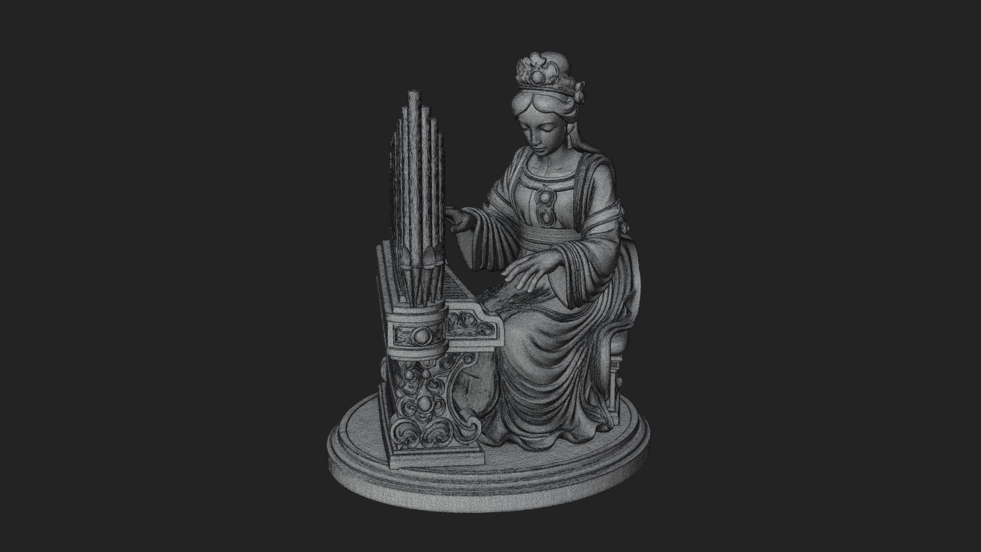 Crowned Saint at the Organ Statue Design 2 3D Print Model 3D Model