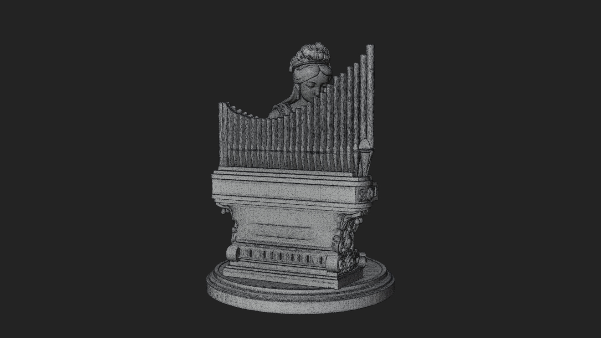 Crowned Saint at the Organ Statue Design 2 3D Print Model 3D Model