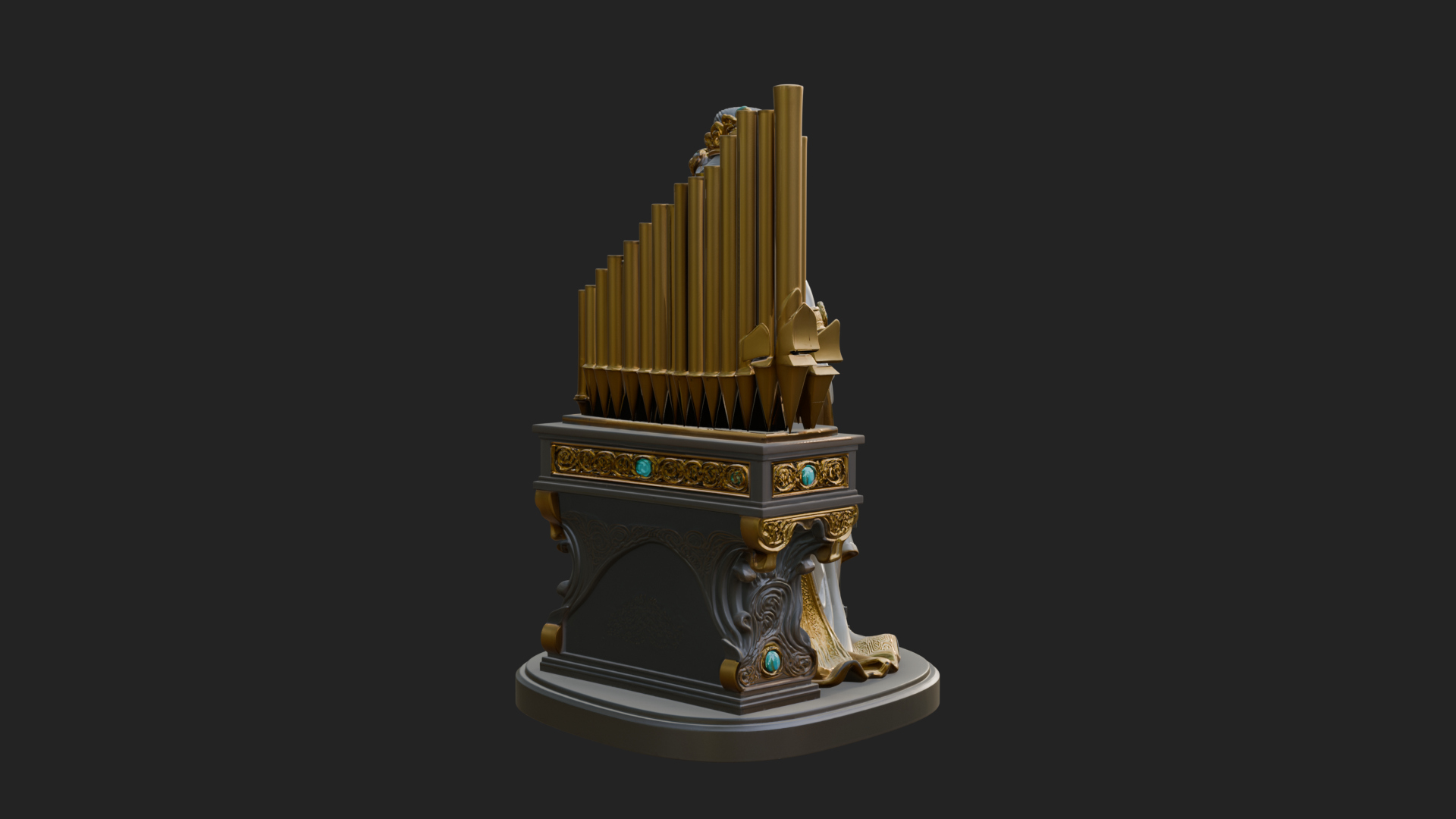 Crowned Saint at the Organ Statue Design 3 3D Print Model 3D Model