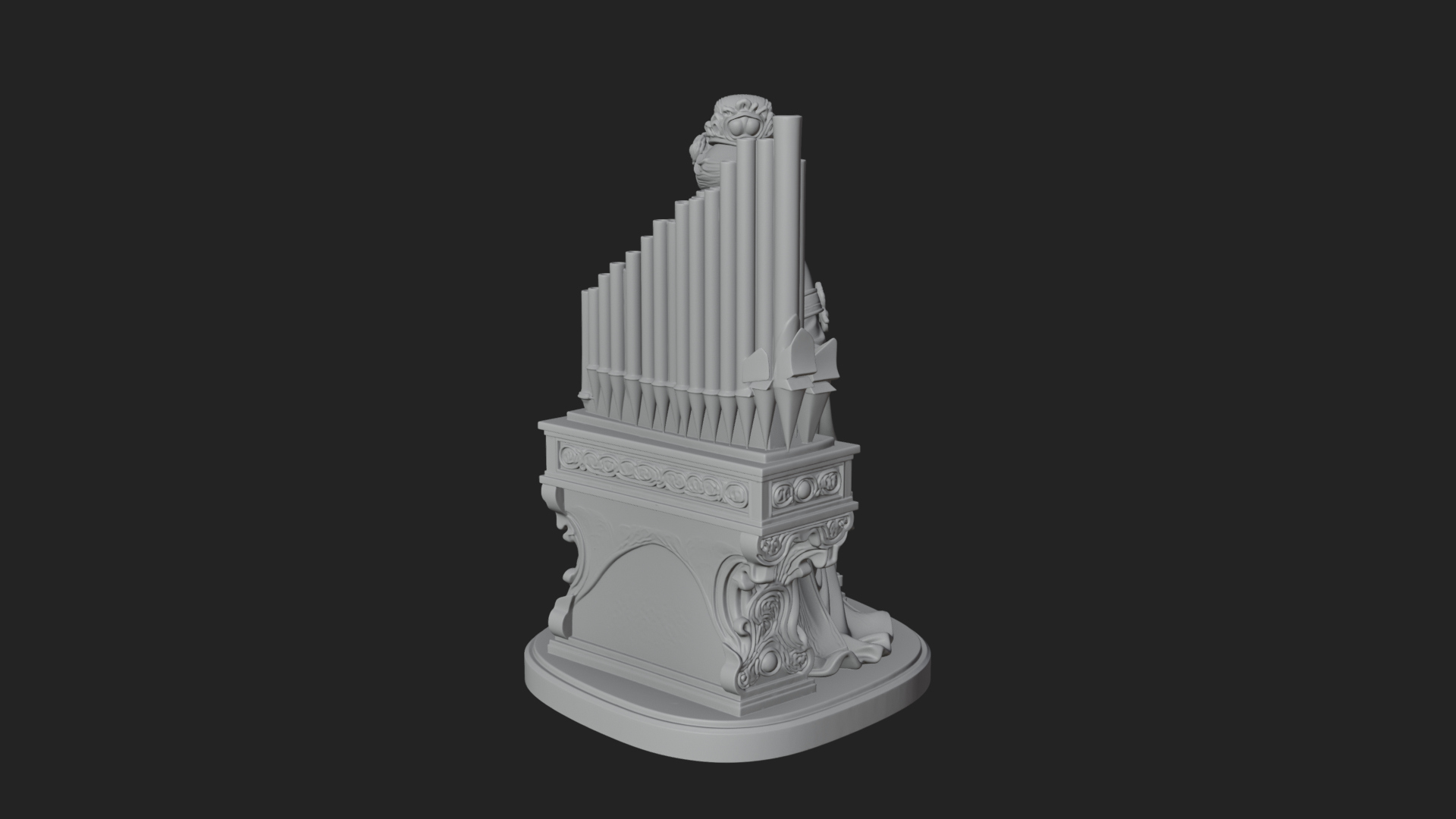 Crowned Saint at the Organ Statue Design 3 3D Print Model 3D Model