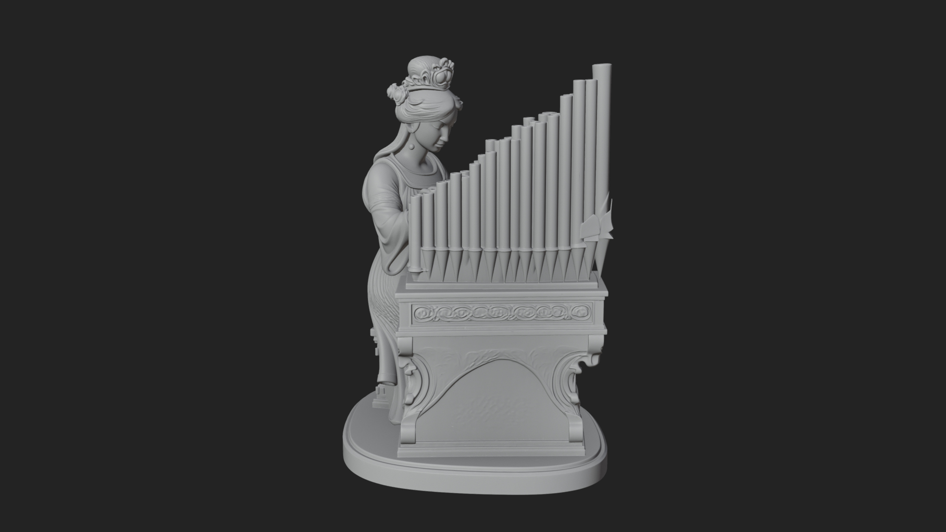 Crowned Saint at the Organ Statue Design 3 3D Print Model 3D Model