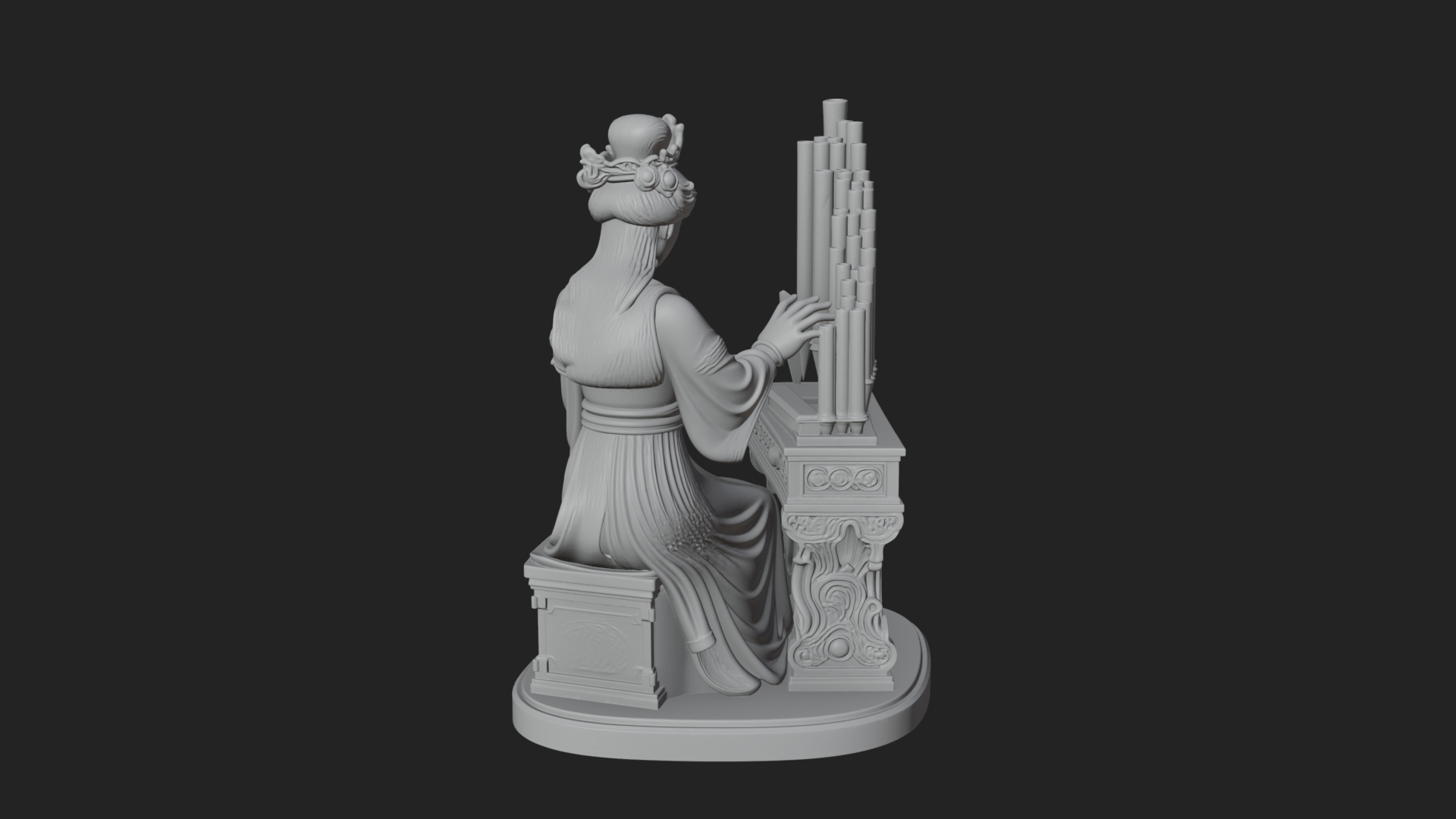 Crowned Saint at the Organ Statue Design 3 3D Print Model 3D Model