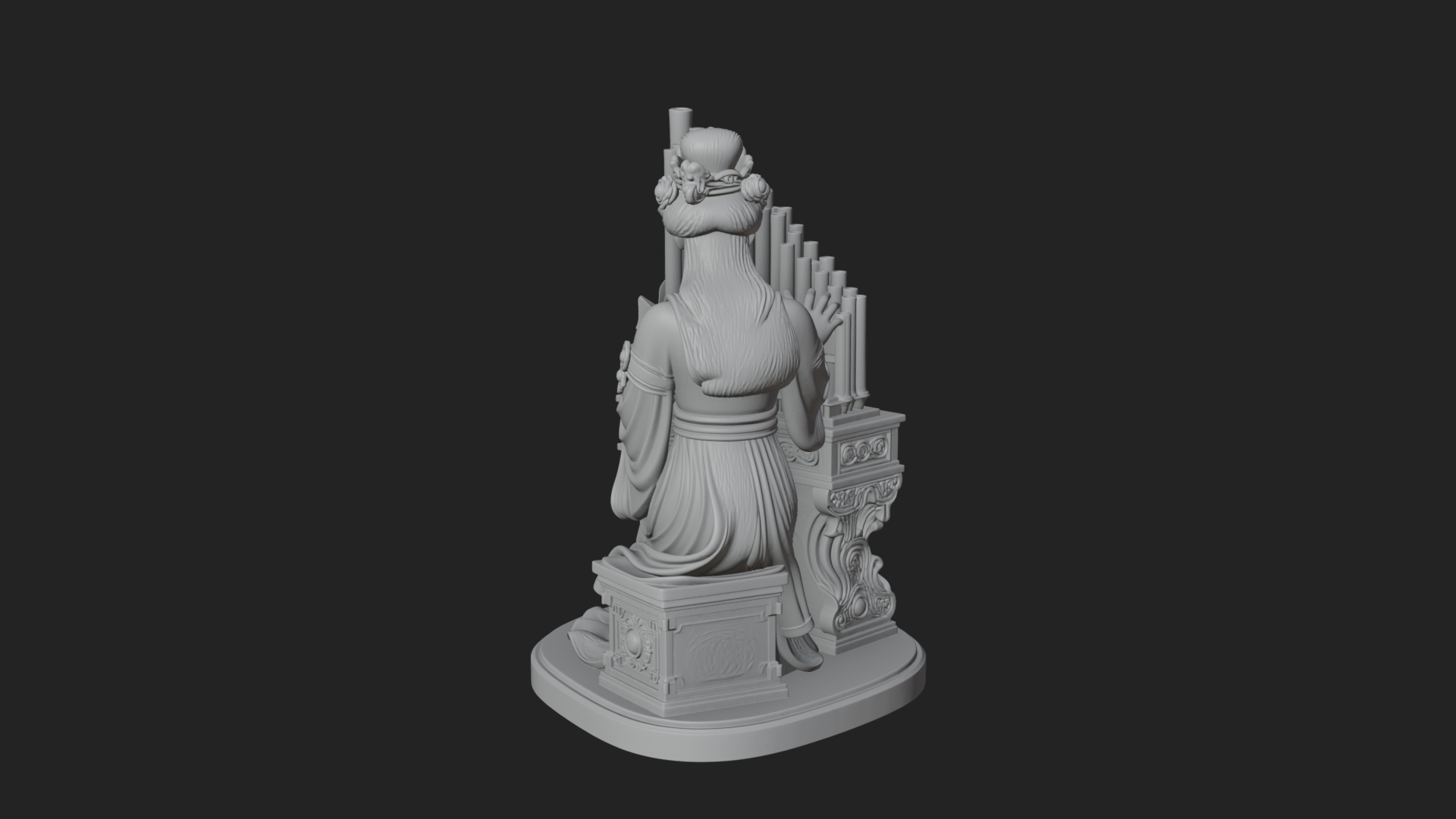 Crowned Saint at the Organ Statue Design 3 3D Print Model 3D Model