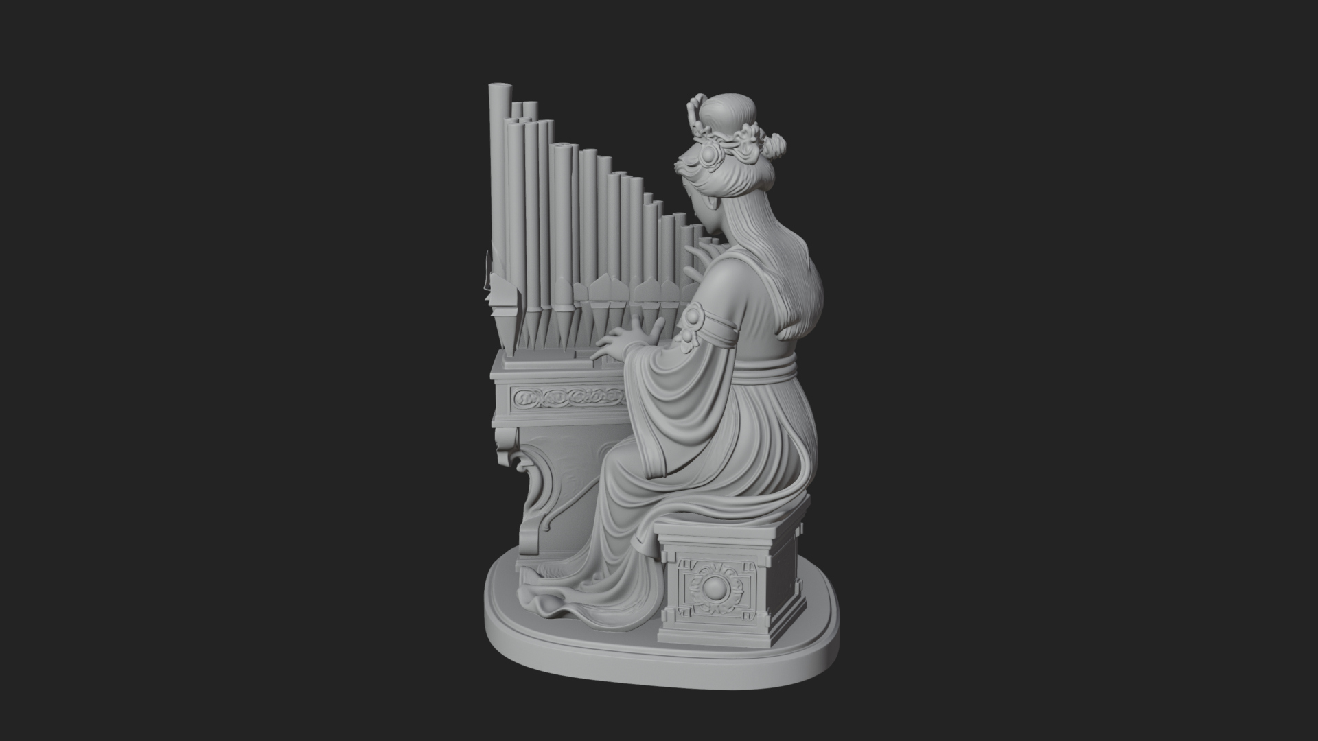 Crowned Saint at the Organ Statue Design 3 3D Print Model 3D Model