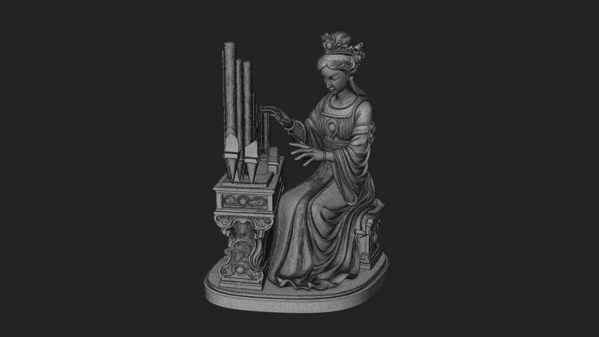 Crowned Saint at the Organ Statue Design 3 3D Print Model 3D Model