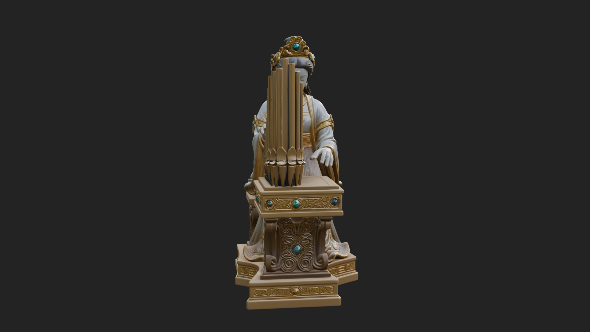 Crowned Saint at The Organ Statue Design 4 3D Print Model 3D Model