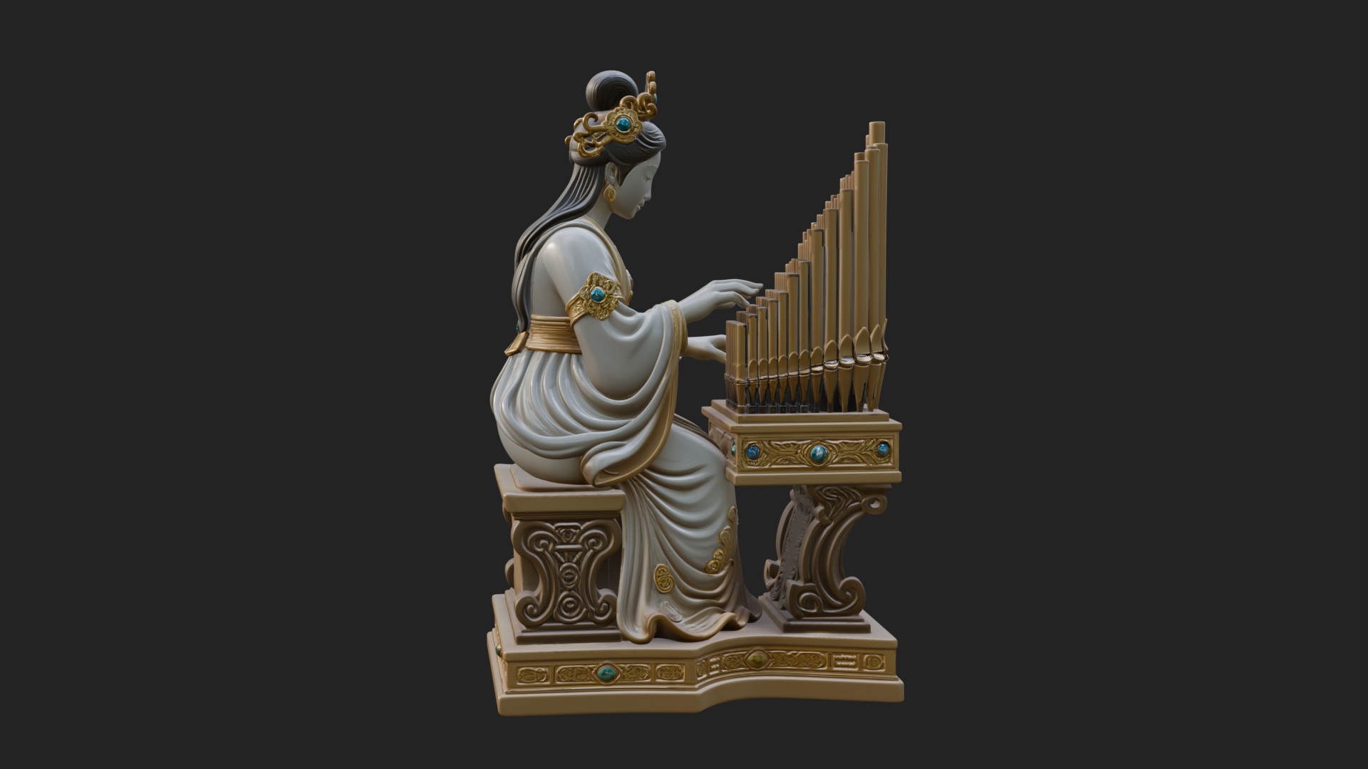 Crowned Saint at The Organ Statue Design 4 3D Print Model 3D Model