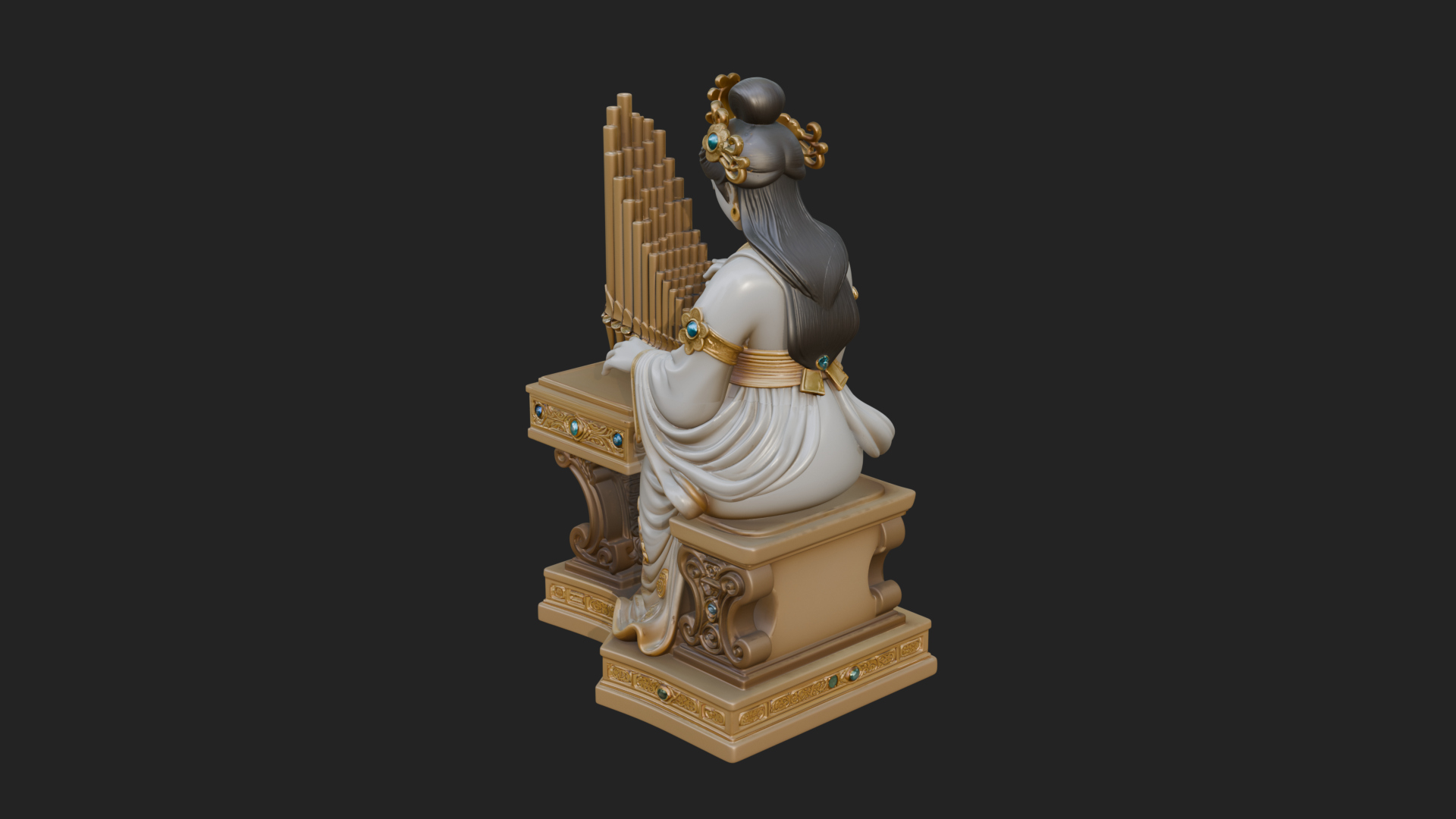 Crowned Saint at The Organ Statue Design 4 3D Print Model 3D Model