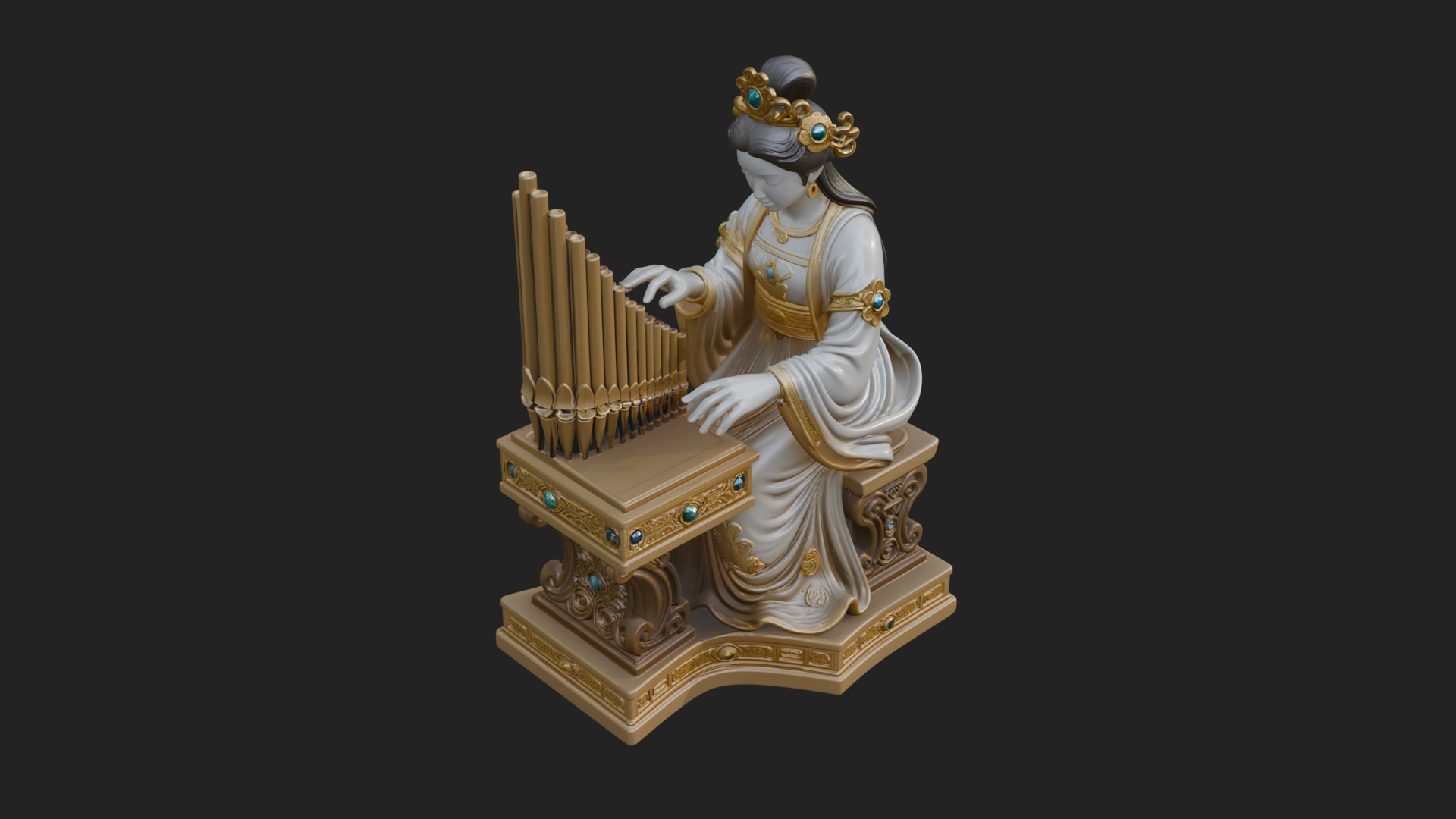 Crowned Saint at The Organ Statue Design 4 3D Print Model 3D Model