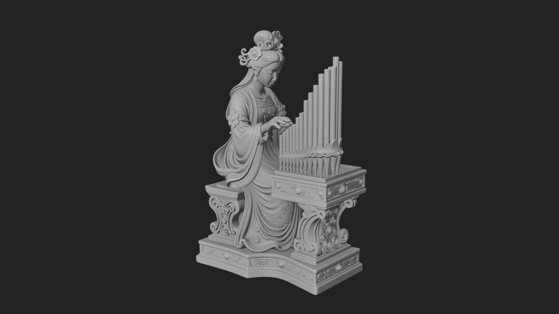 Crowned Saint at The Organ Statue Design 4 3D Print Model 3D Model