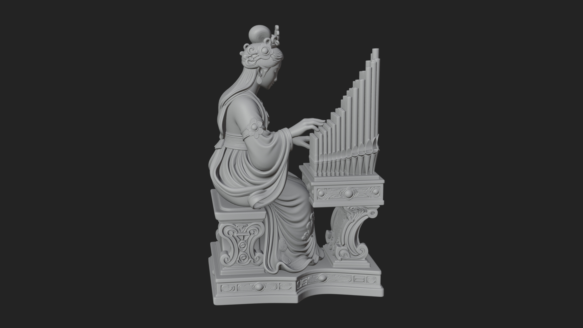Crowned Saint at The Organ Statue Design 4 3D Print Model 3D Model