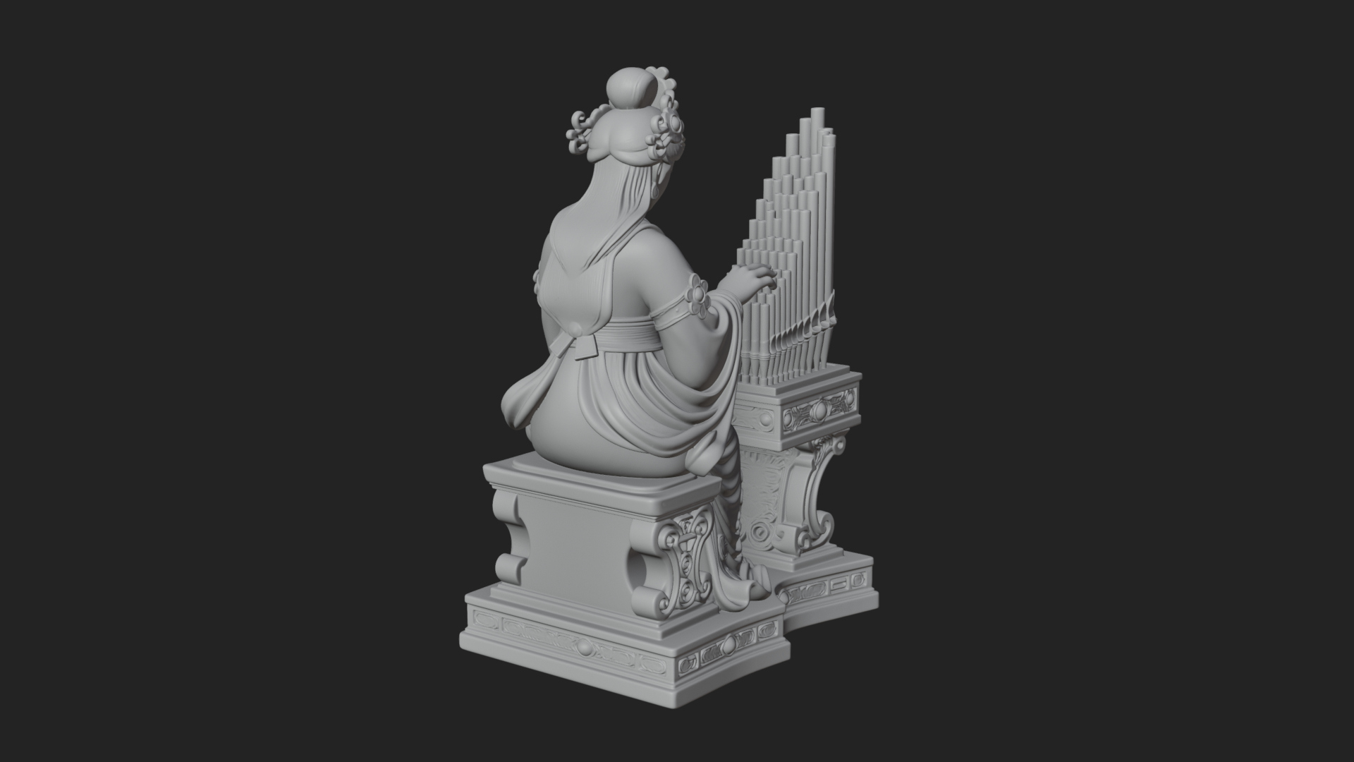 Crowned Saint at The Organ Statue Design 4 3D Print Model 3D Model