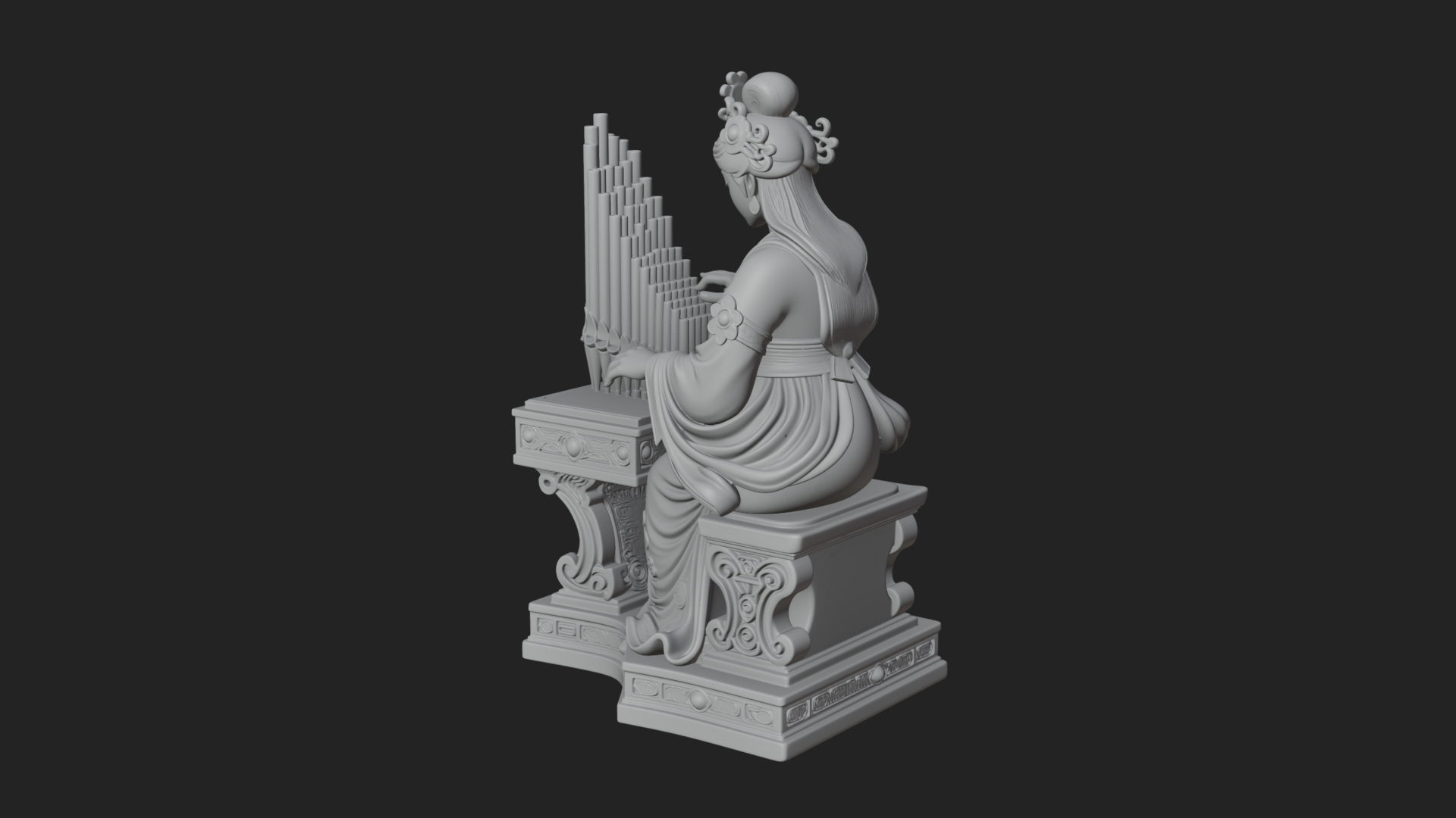 Crowned Saint at The Organ Statue Design 4 3D Print Model 3D Model