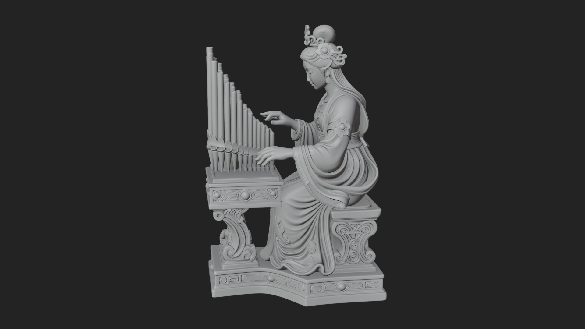 Crowned Saint at The Organ Statue Design 4 3D Print Model 3D Model