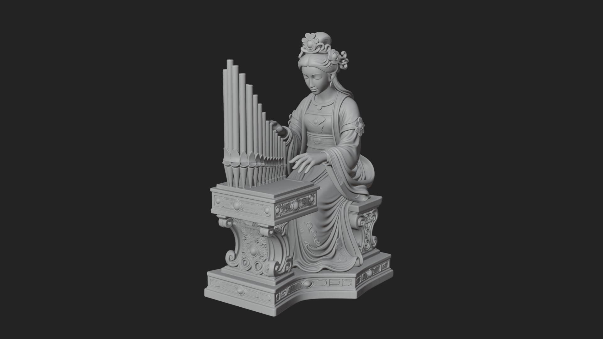 Crowned Saint at The Organ Statue Design 4 3D Print Model 3D Model