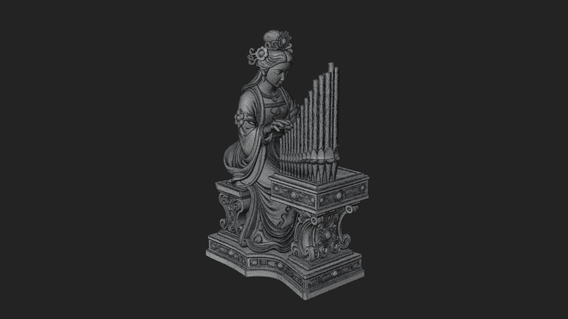 Crowned Saint at The Organ Statue Design 4 3D Print Model 3D Model