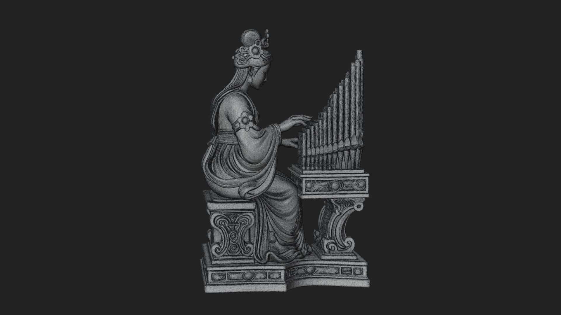 Crowned Saint at The Organ Statue Design 4 3D Print Model 3D Model