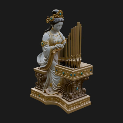 Crowned Saint at The Organ Statue Design 4 3D Print Model