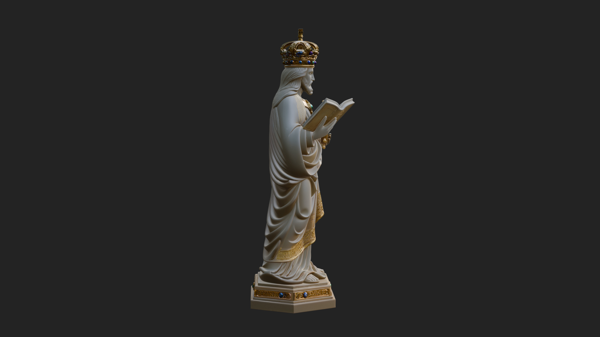 Crowned Saint with Book Statue Design 1 3D Print Model 3D Model