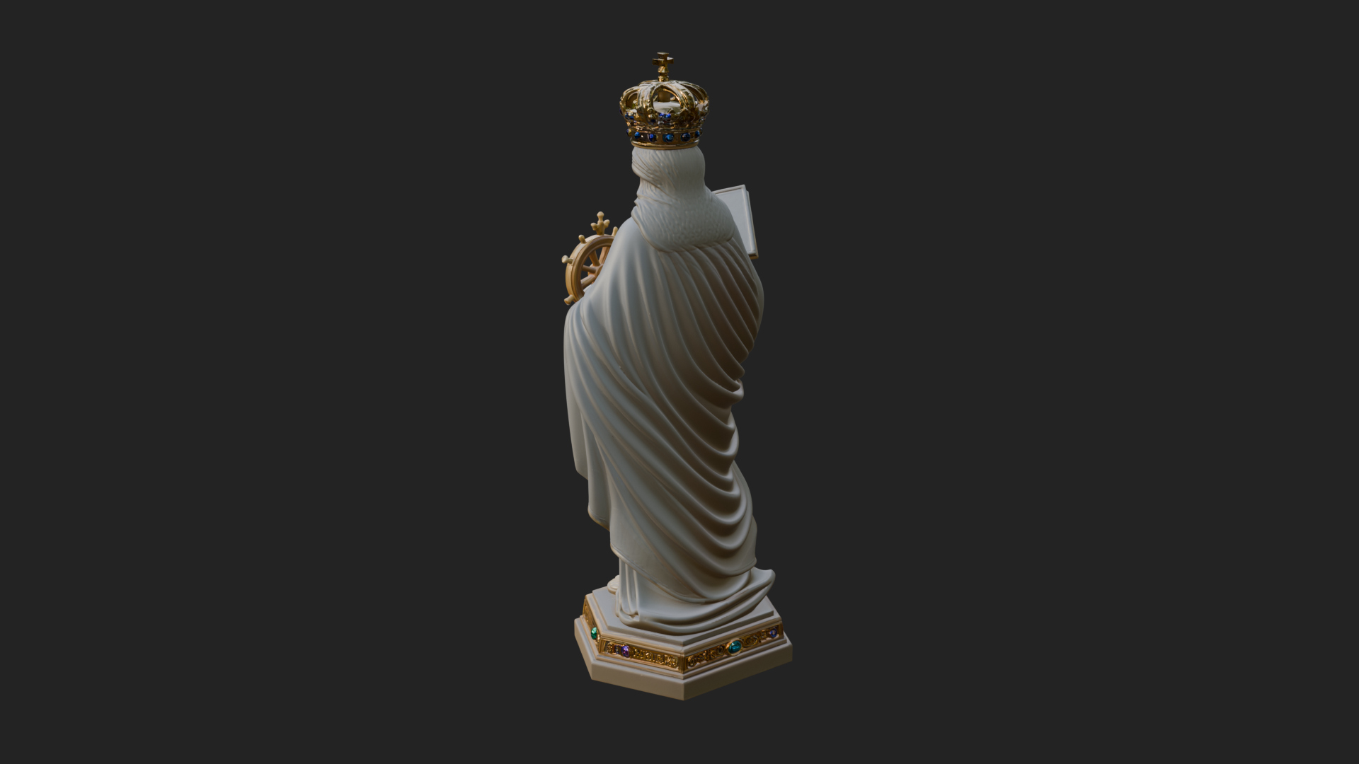 Crowned Saint with Book Statue Design 1 3D Print Model 3D Model