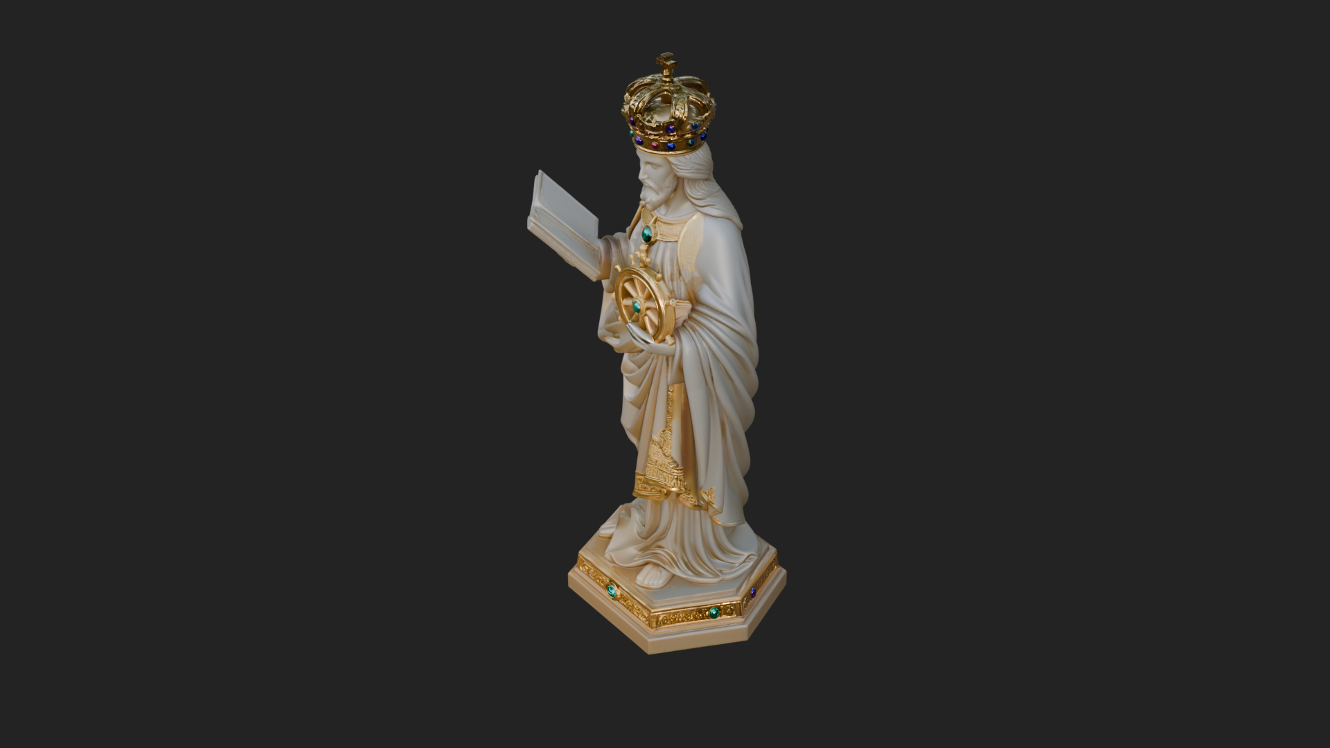 Crowned Saint with Book Statue Design 1 3D Print Model 3D Model