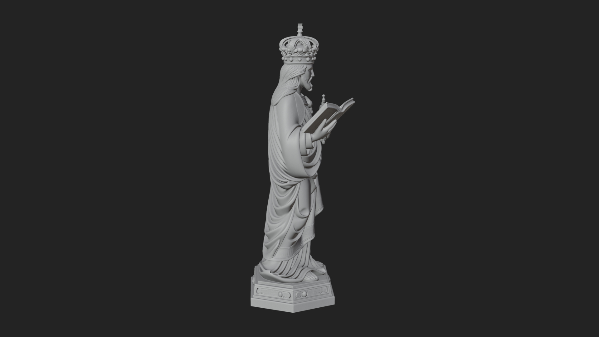 Crowned Saint with Book Statue Design 1 3D Print Model 3D Model