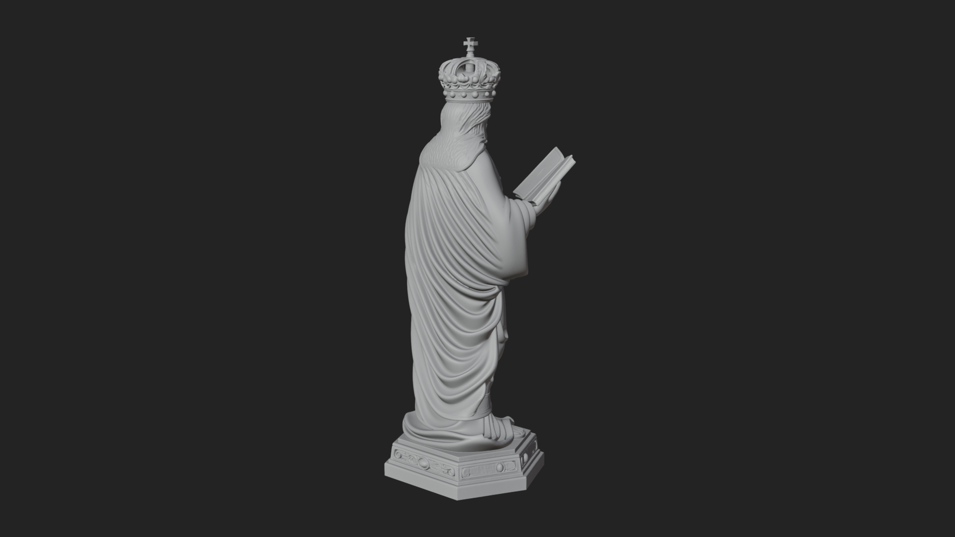 Crowned Saint with Book Statue Design 1 3D Print Model 3D Model