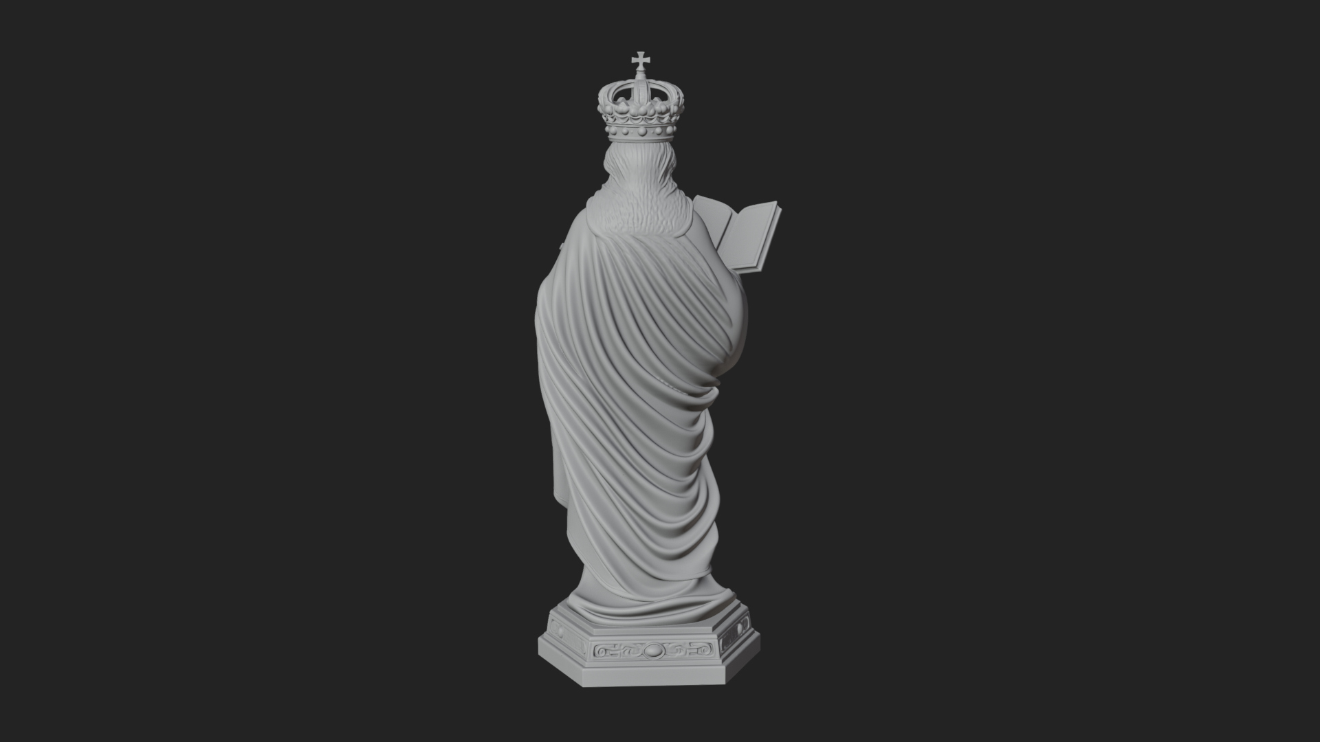 Crowned Saint with Book Statue Design 1 3D Print Model 3D Model