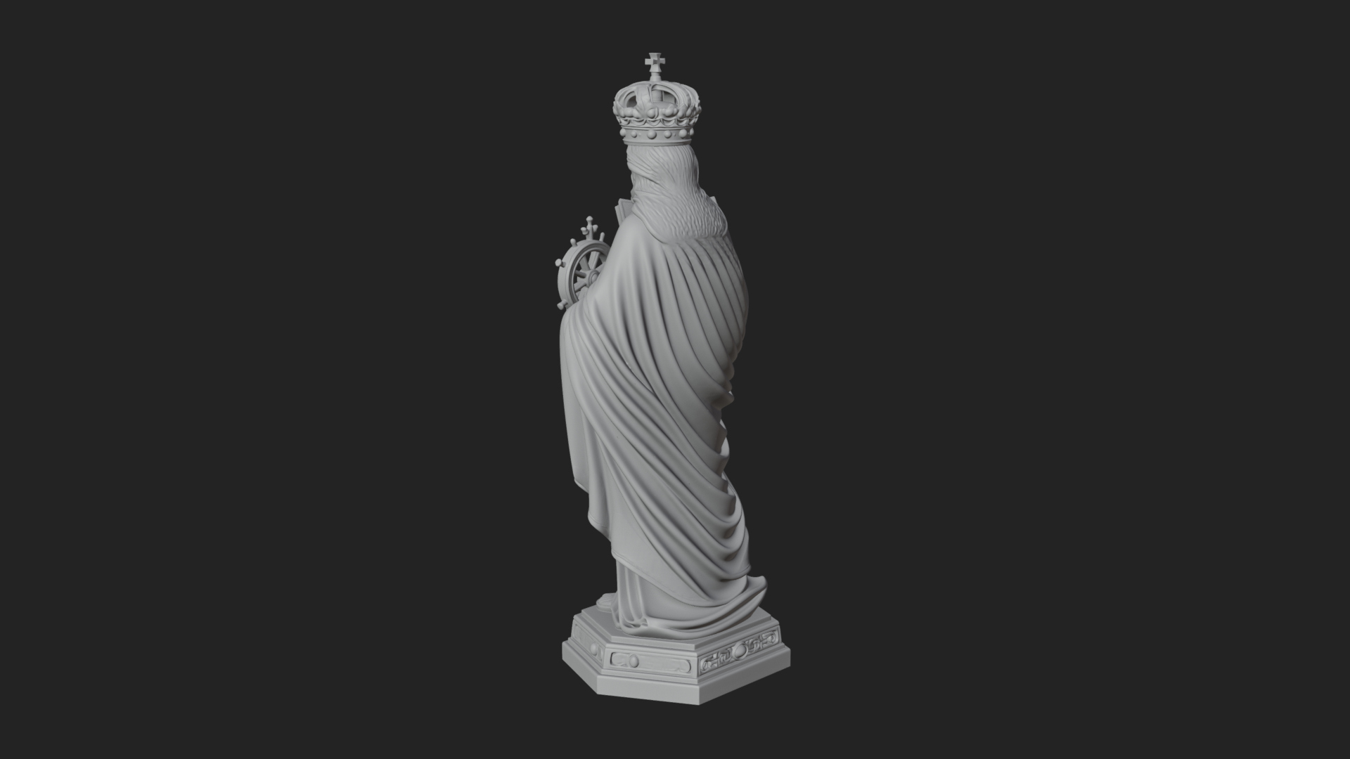 Crowned Saint with Book Statue Design 1 3D Print Model 3D Model