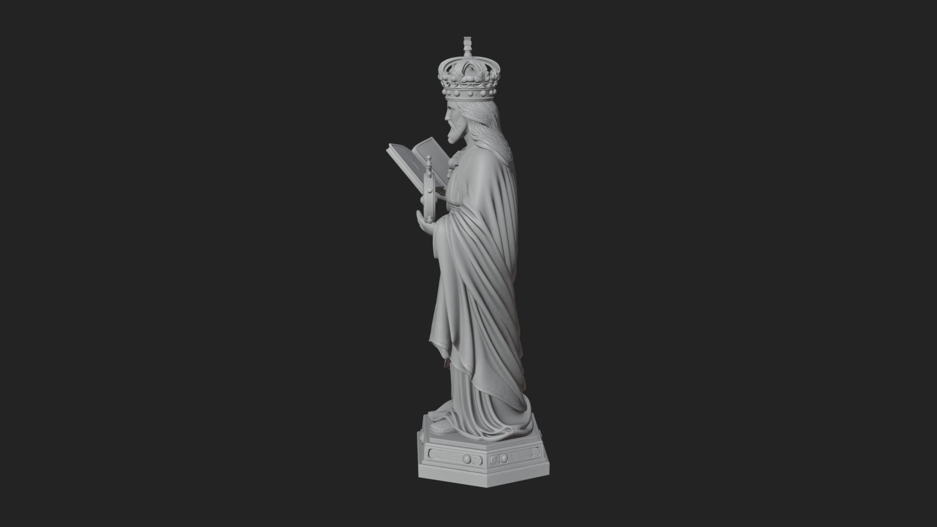 Crowned Saint with Book Statue Design 1 3D Print Model 3D Model