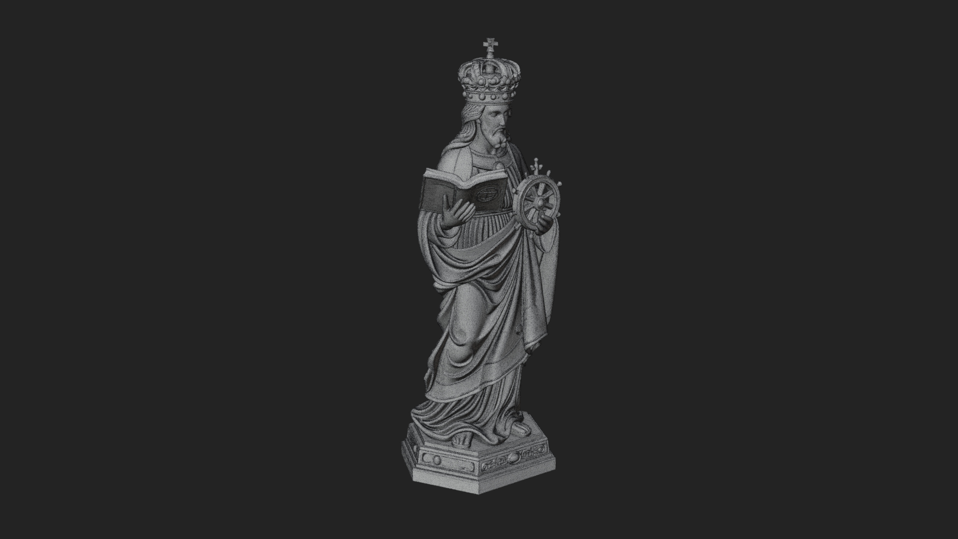 Crowned Saint with Book Statue Design 1 3D Print Model 3D Model