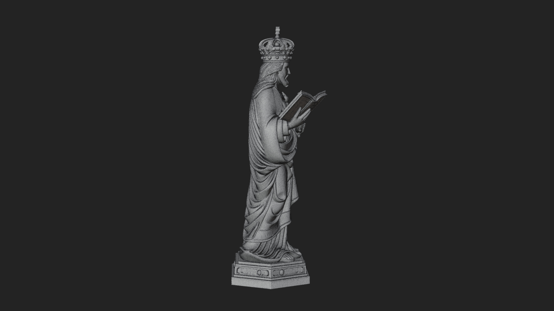 Crowned Saint with Book Statue Design 1 3D Print Model 3D Model