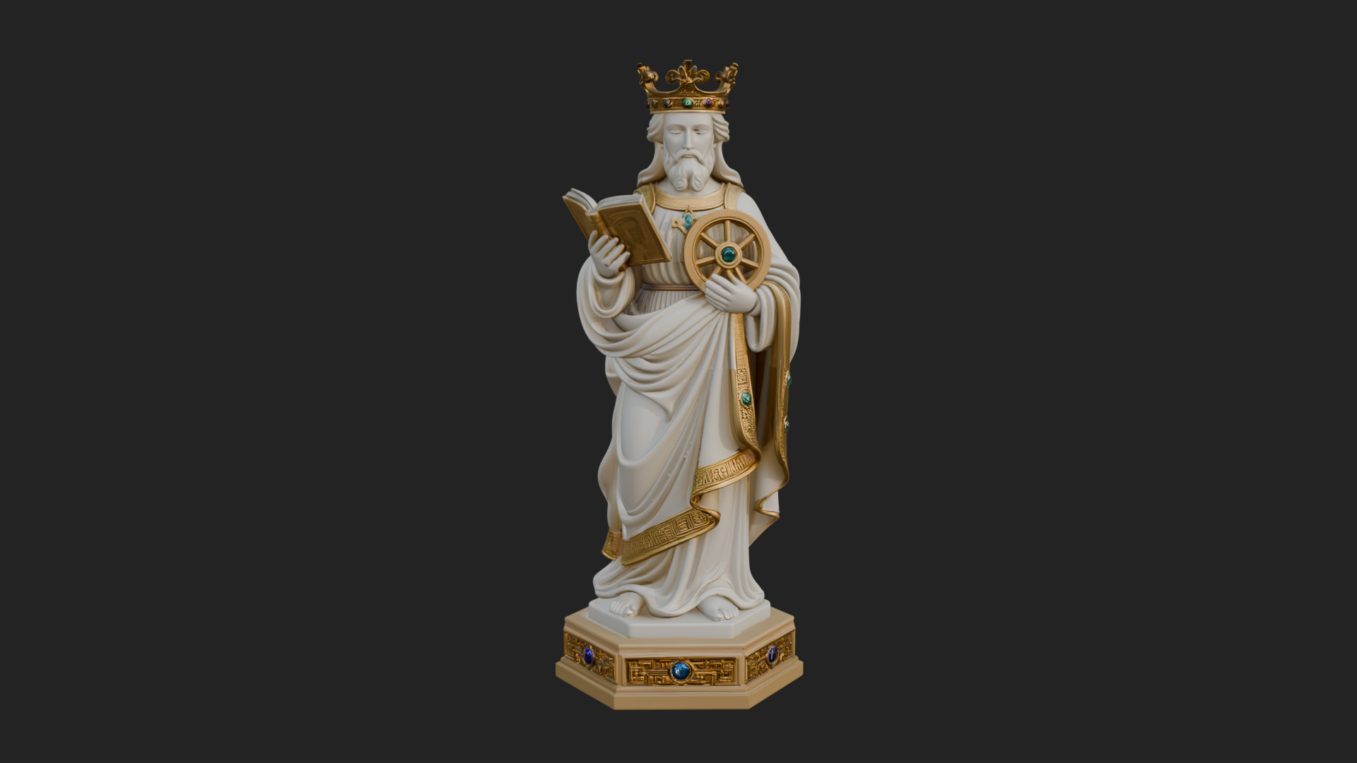 Crowned Saint with Book Statue Design 2 3D Print Model 3D Model