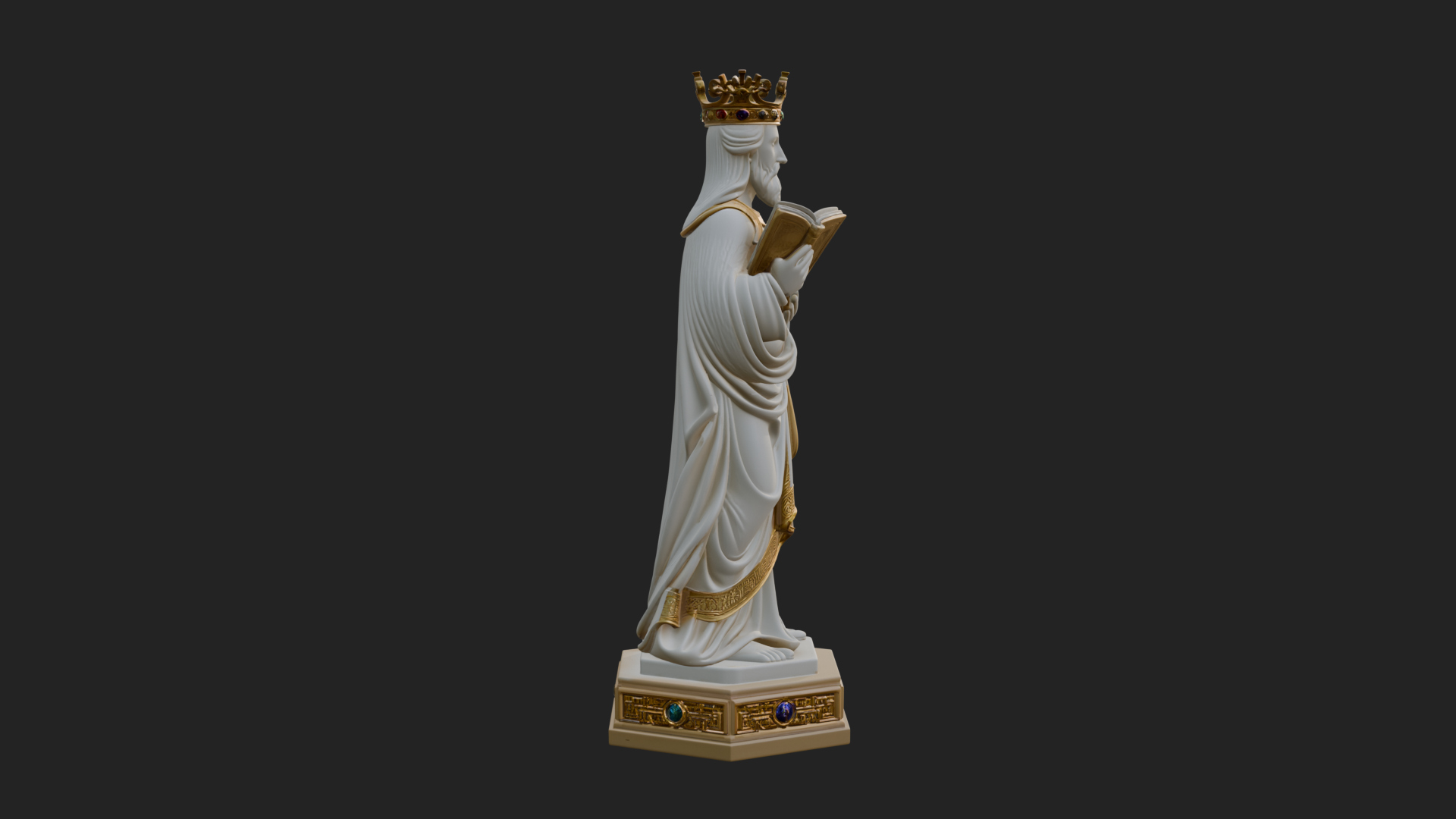 Crowned Saint with Book Statue Design 2 3D Print Model 3D Model