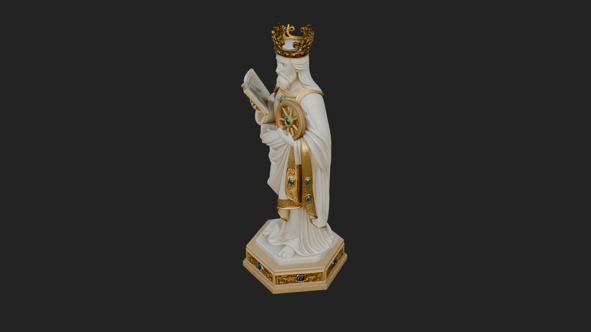 Crowned Saint with Book Statue Design 2 3D Print Model 3D Model