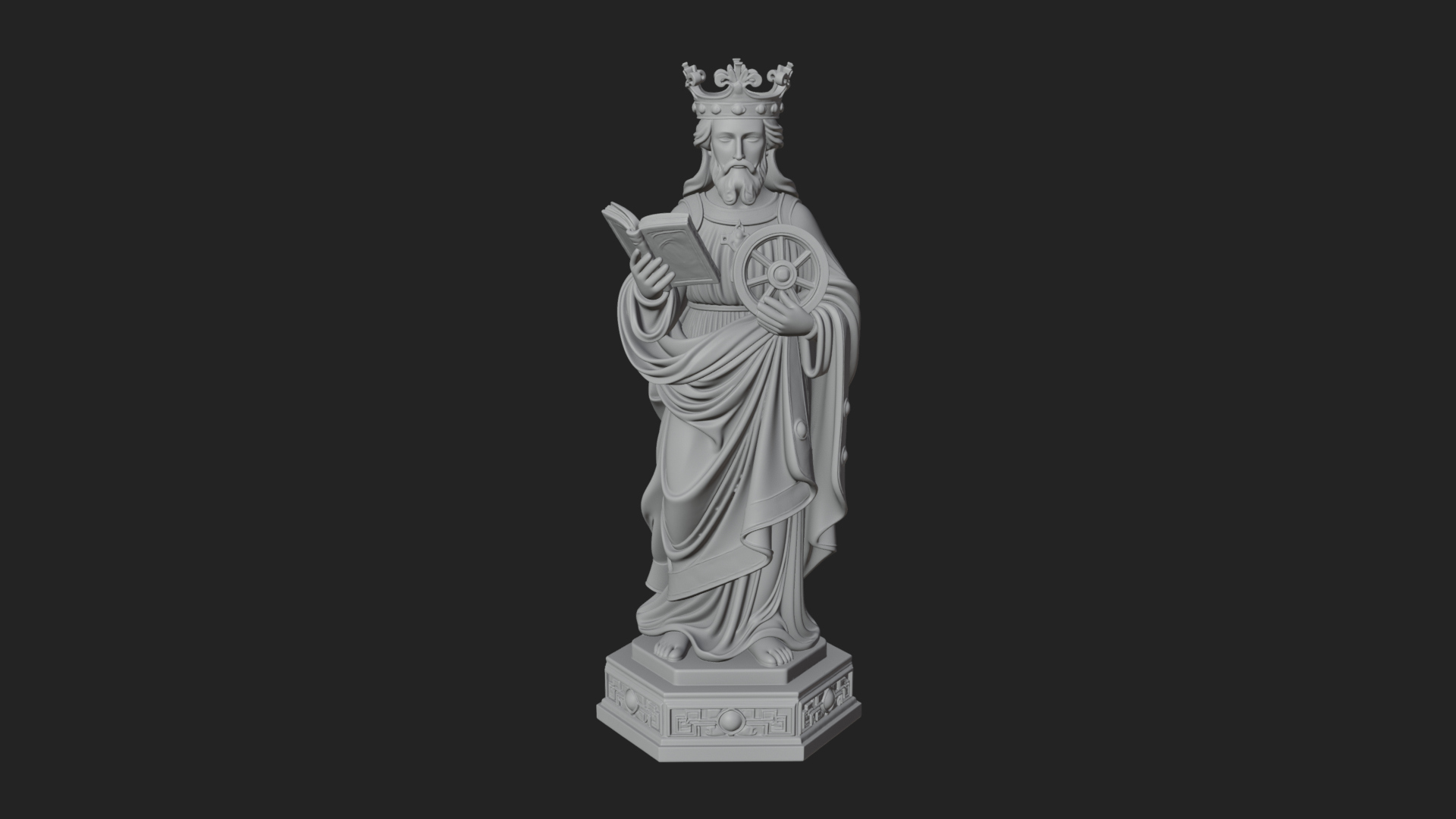 Crowned Saint with Book Statue Design 2 3D Print Model 3D Model