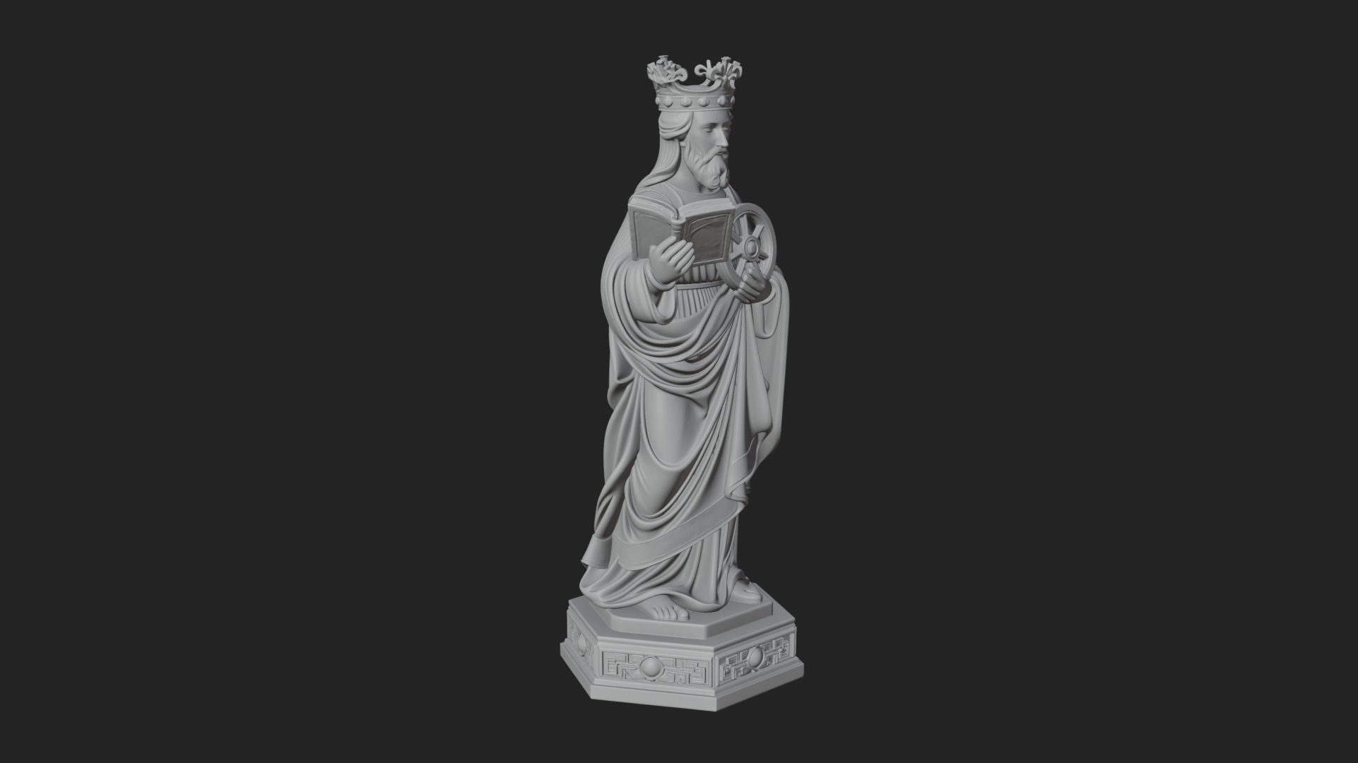 Crowned Saint with Book Statue Design 2 3D Print Model 3D Model