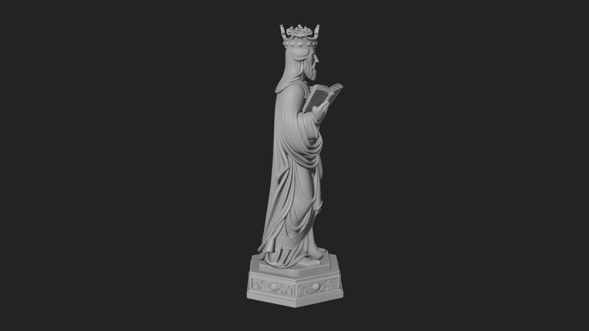 Crowned Saint with Book Statue Design 2 3D Print Model 3D Model
